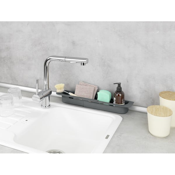Pelēks plastmasas izvelkams žāvētājs izlietnei 49,5x8,5 cm Fino – Wenko-image-4