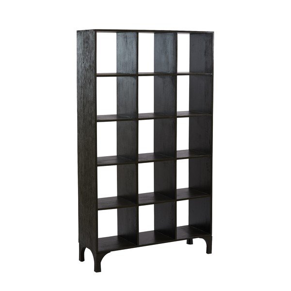 Melns mango koka grāmatu plaukts 106x190 cm Rayna – Light & Living-image-3