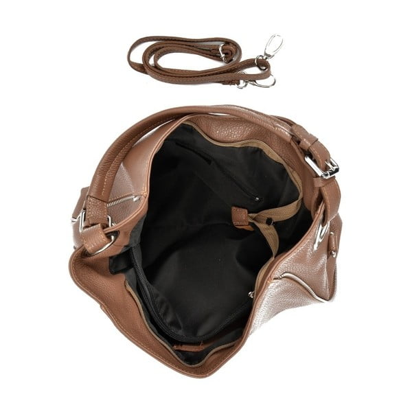 Brūna ādas rokassoma un plecu soma Mangotti Blob-image-2