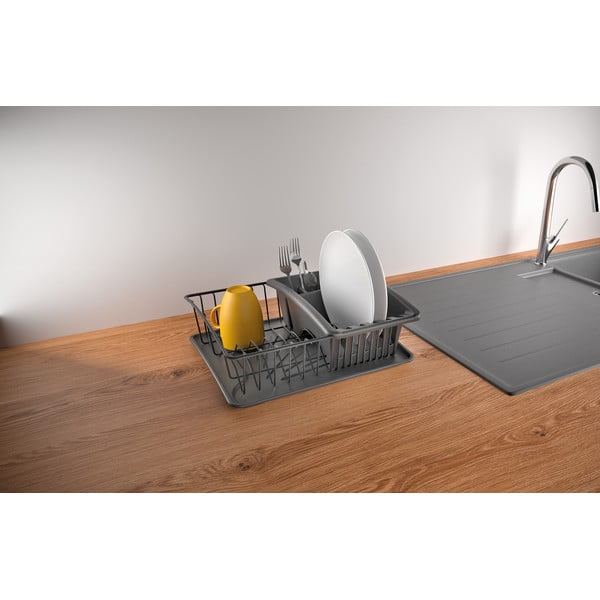 Antracīta pelēks nerūsējošā tērauda trauku žāvētājs Metaltex Aquatexplus Lava-image-1