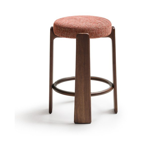 Terakotas oranža/tumša dabīga toņa oša masīvkoka bāra taburete (sēdekļa augstums 75 cm) Granite – Kave Home-image-2