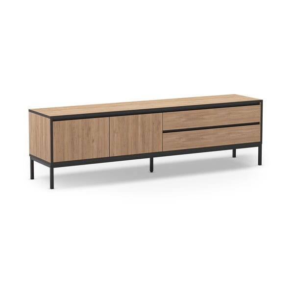 Dabīga toņa TV galdiņš ar ozolkoka imitāciju 180x55 cm Lorenza – Marckeric-image-2