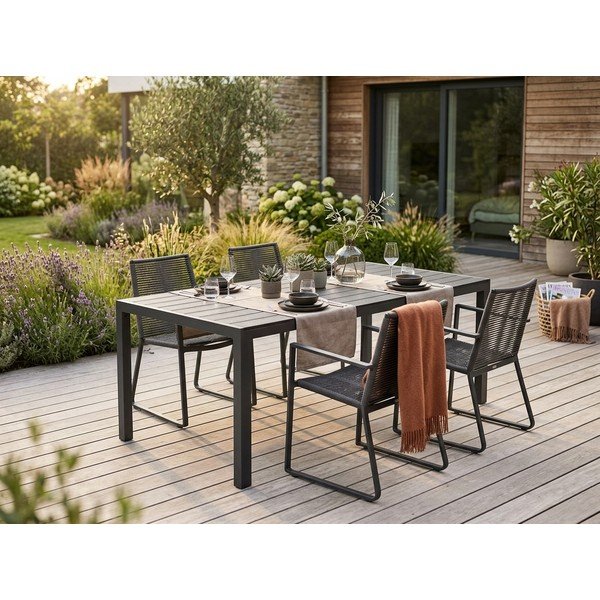 Melns dārza galds 8 personām Bonami Selection Viking, 90 x 205 cm, 90 x 205 cm-image-1