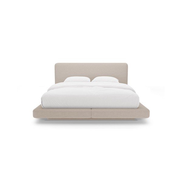 Gaiši brūna polsterēta divvietīga gulta 160x200 cm Linea – Micadoni -image-3