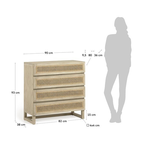 Koka kumode ar 4 atvilktnēm Mindi Kave Home Rexit-image-2