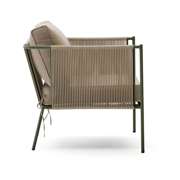 Zaļš/bēšs metāla dārza atpūtas krēsls Zivia – Kave Home-image-3