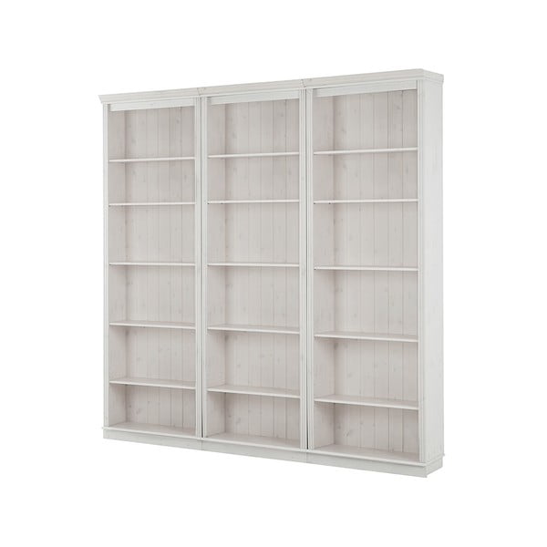 Balts priedes masīvkoka grāmatplaukts 222x223 cm Anita – Støraa-image-2