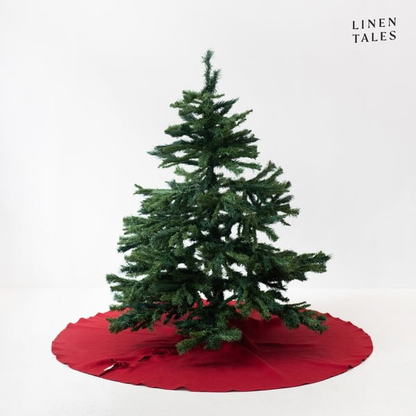 Sarkans apaļš paklājs zem Ziemassvētku eglītes ø 125 cm – Linen Tales