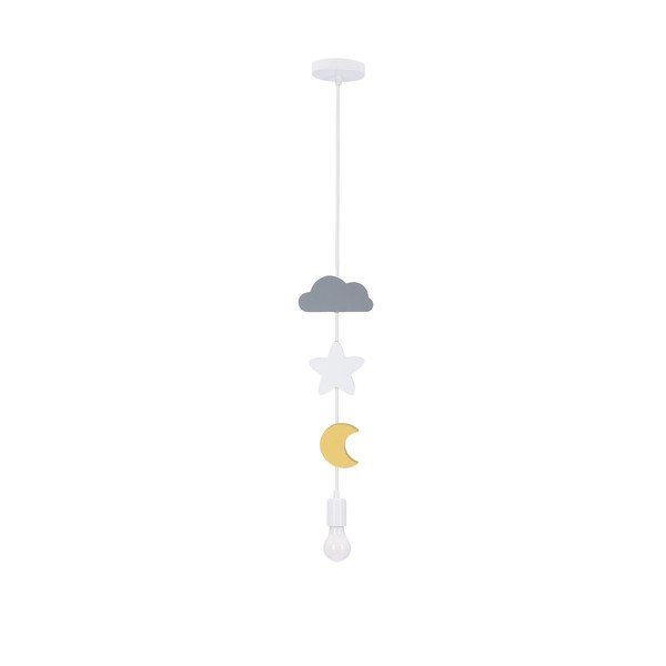 Dzeltena/gaiši zila piekaramā lampa ar auduma abažūru Single – Candellux Lighting-image-1