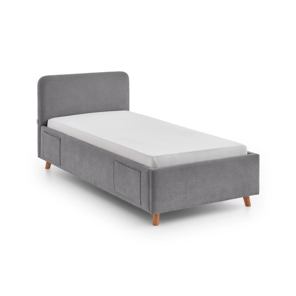 Pelēka bērnu gulta ar veļas kasti ar redelēm 90x200 cm Cosy – Meise Möbel