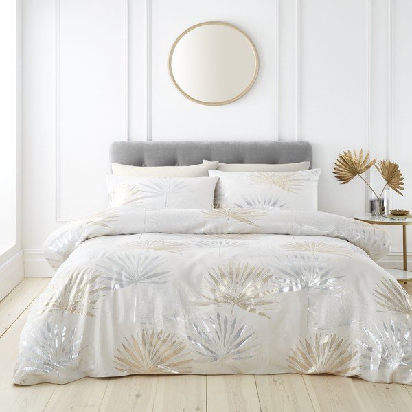 Krēmkrāsas divvietīga gultas veļa 200x200 cm Luxe Palm – Catherine Lansfield-image-2