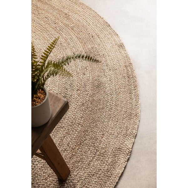 Pelēkbēšs divpusējs džutas apaļš paklājs ø 140 cm Braided – Hanse Home-image-4