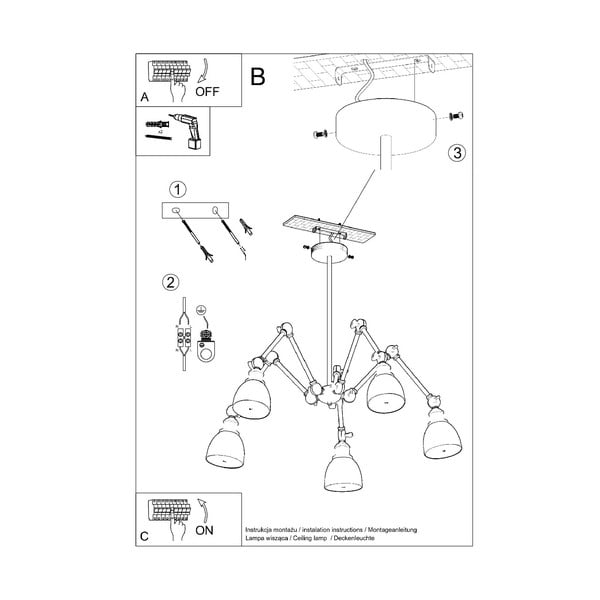 Melna piekaramā lampa ar metāla abažūru 70x70 cm Matilda Shade – Sollux-image-4