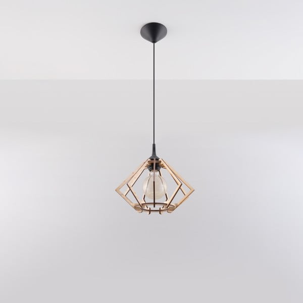 Dabīga toņa piekaramā lampa ar koka abažūru ø 27,5 cm Toranja – Nice Lamps