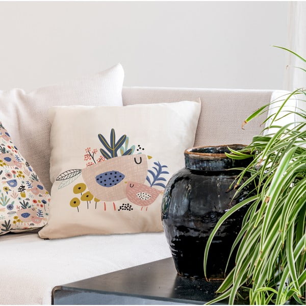 Spilvens no kokvilnas Butter Kings Bird Family, 45 x 45 cm-image-1