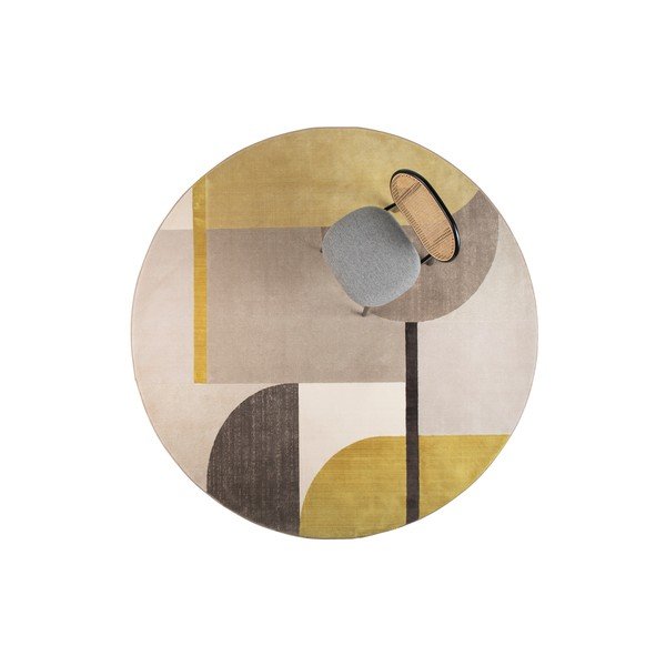 Dzeltens/pelēks paklājs Zuiver Hilton paklāj, ø 240 cm-image-3