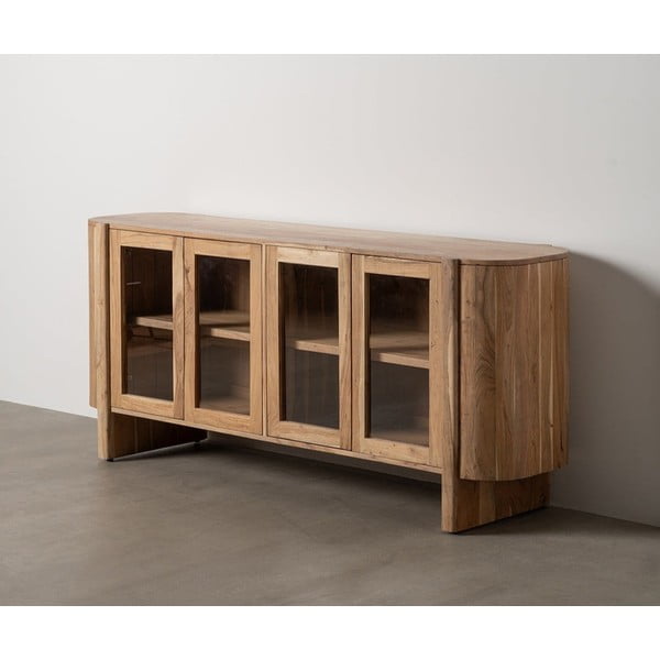 Dabīga toņa akācijas masīvkoka vitrīna 180x80x40 cm Creel – Ixia-image-1