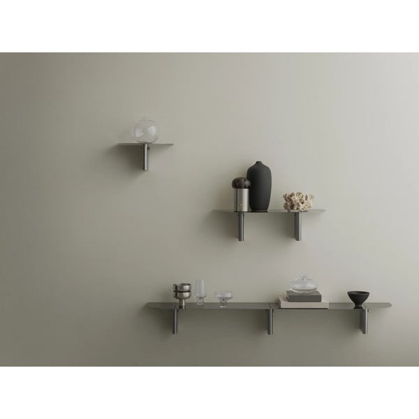 Matētas sudraba krāsas sienas plaukts no nerūsējošā tērauda 30 cm Oru – Blomus-image-4