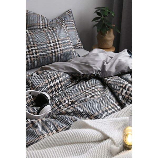 Pelēka kokvilnas  gultas veļa vienvietīgai gultai 160x220 cm – Mila Home-image-1