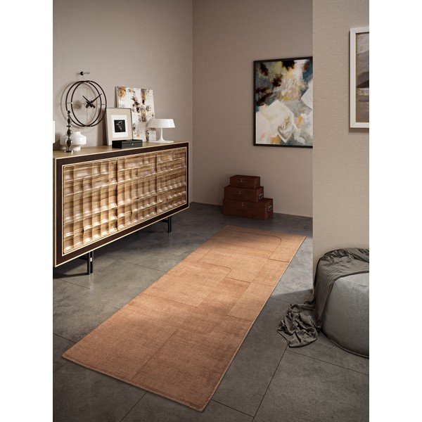 Brūns ar rokām darināts vilnas celiņa paklājs 80x250 cm Charlotte – Villeroy&Boch-image-1