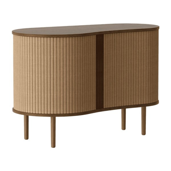 Brūna/gaiši brūna kumode ar ozolkoka imitāciju un bīdāmām durvīm 100x67x50 cm Audacious – UMAGE