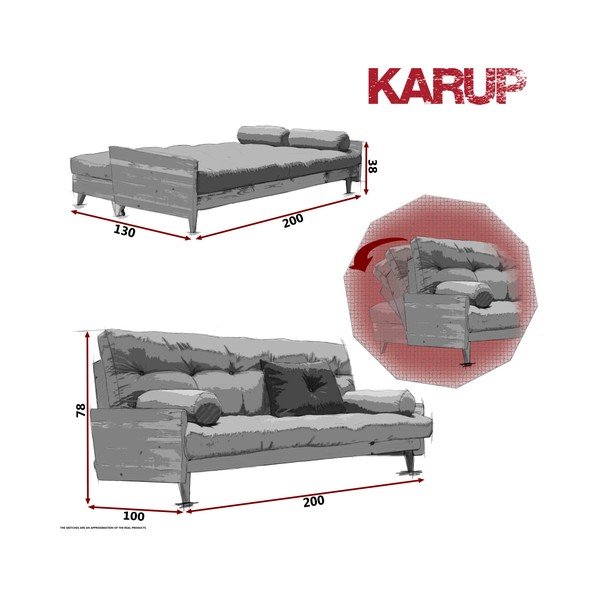 Dīvāns gulta Karup India White/Vision/Gris-image-4