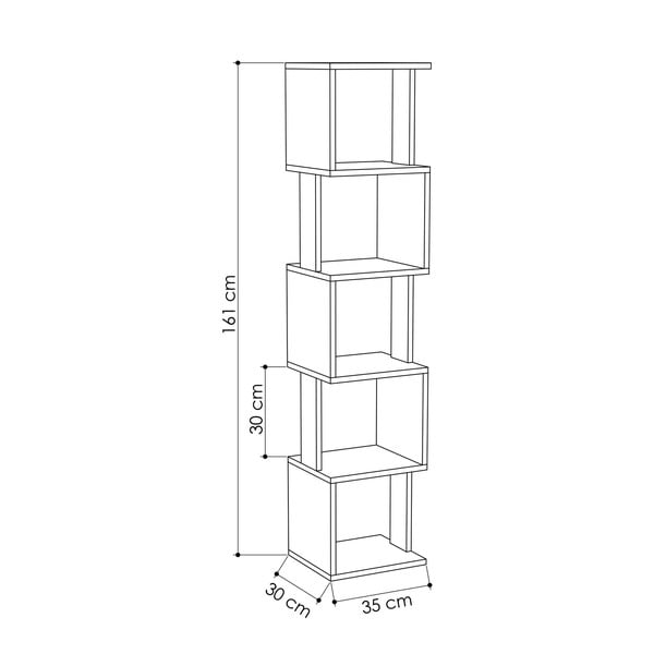 Balts/dabīga toņa grāmatu plaukts ar ozolkoka imitāciju 35x161 cm Piri – Kalune Design-image-2