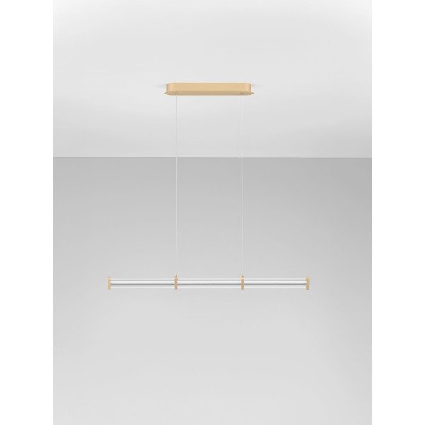 Matētas zelta krāsas metāla LED piekaramā lampa ar regulējamu spilgtumu ar akrila stikla abažūru Pheme – Nova Luce-image-3