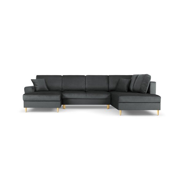 Tumši pelēks samta salokāms stūra dīvāns ar uzglabāšanas vietu (ar labo stūri/U veida) Kyoto – Cosmopolitan Design