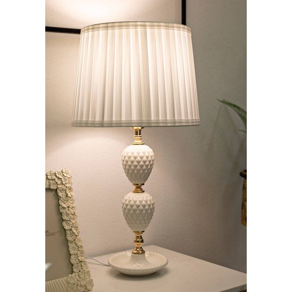 Balta galda lampa ar auduma abažūru (augstums 57 cm) Torre – Mauro Ferretti-image-1