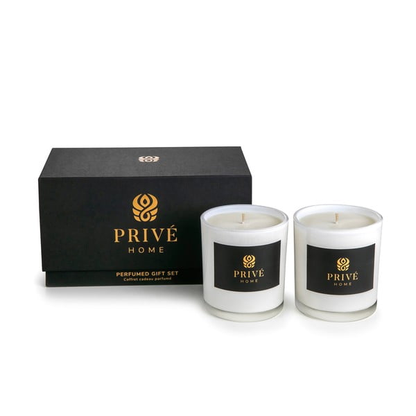 2 baltu aromātisko sveču komplekts Privé Home Mûre-Musc/Rose Pivoine