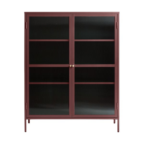 Sarkana metāla vitrīna Unique Furniture Bronco, augstums 140 cm