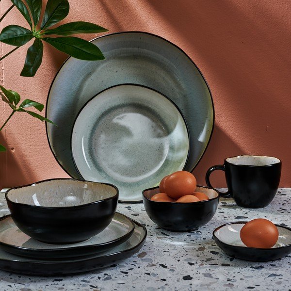 Melna/bēša akmensmasas krūze 420 ml Lunar – Salt&Pepper-image-2