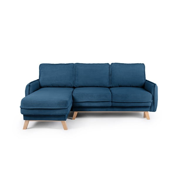 Zils velveta salokāms stūra dīvāns (ar maināmu stūri) Tori – Bonami Selection