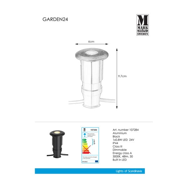 Melns padziļinājumā iebūvēts gaismeklis Markslöjd Garden 24 Decklight, ø 60 mm-image-2