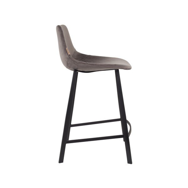 2 pelēku bāra krēslu komplekts ar samta apdari Dutchbone, augstums 91 cm-image-3