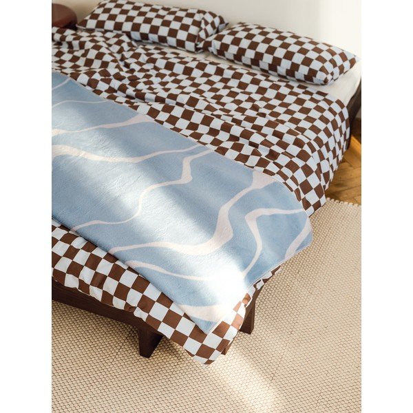 Zils/krēmkrāsas pleds 150x200 cm Felu – noo.ma-image-2