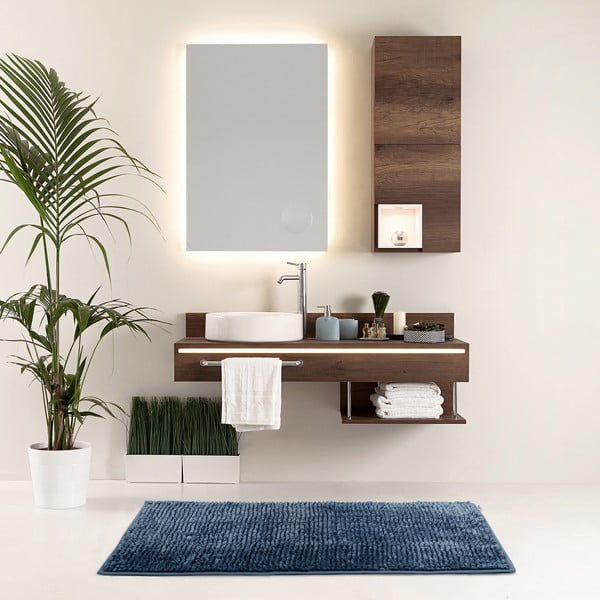 Tumši zils vannas istabas paklājiņš 60x90 cm Bati – Restilo-image-1