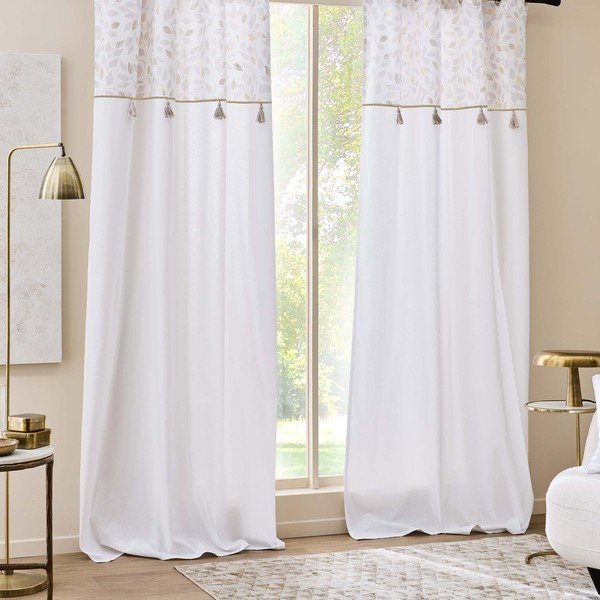 Balts aizkars no kokvilnas maisījuma 140x240 cm Duchesse – douceur d'intérieur-image-3