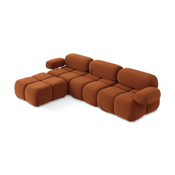 Oranžs samta modulārais stūra dīvāns Lokua – Makamii-image-1