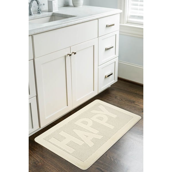 Krēmkrāsas vannas istabas paklājiņš 60x100 cm Happy – Foutastic-image-1