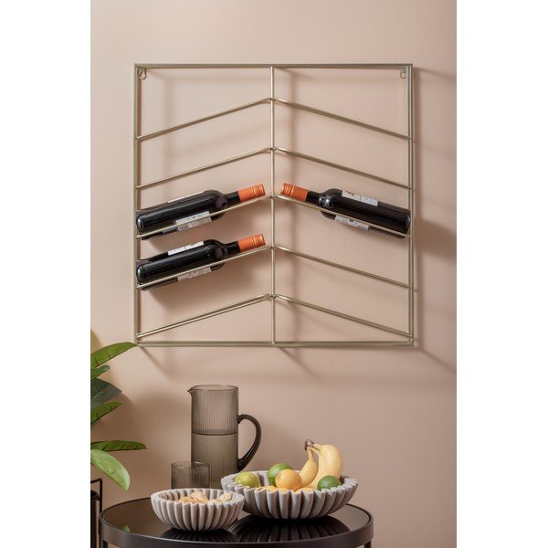 Zelta krāsas sienas metāla vīna plaukts pudeļu skaits 10 67x66x7,5 cm Cuadro – PT LIVING-image-1