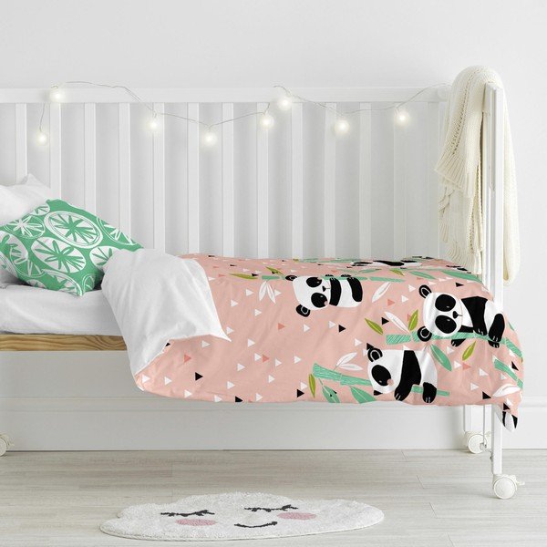 Bērnu kokvilnas gultasveļa Moshi Moshi Panda Garden, 115 x 145 cm-image-1