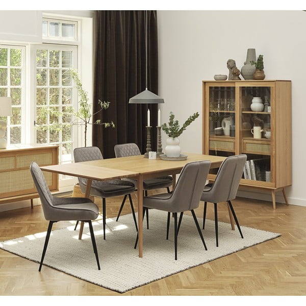 Dabīga toņa izvelkams ēdamgalds ar ozolkoka imitācijas galda virsmu 150x90 cm Barrali – Unique Furniture-image-1