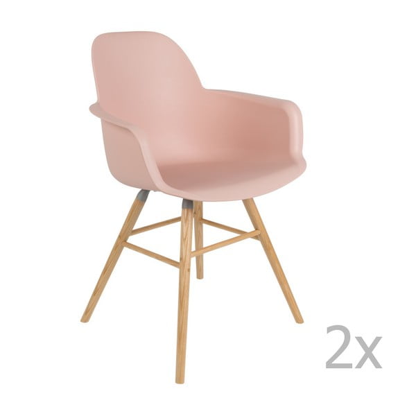 2 rozā krēslu komplekts ar roku balstiem Zuiver Albert Kuip