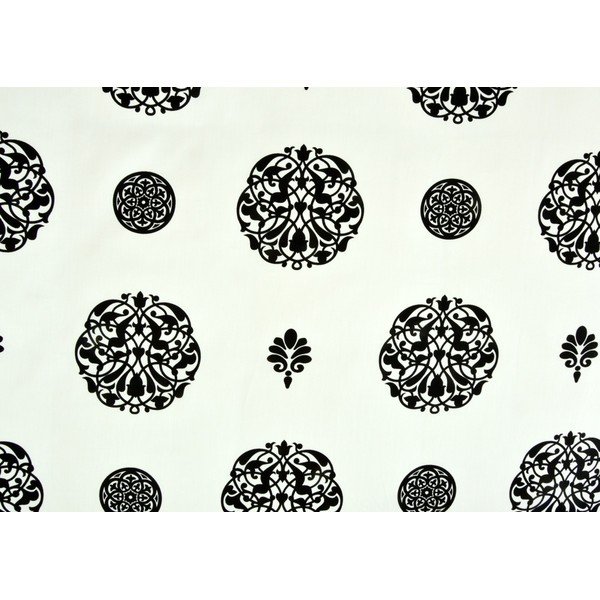 Melna/balta kokvilnas satīna gultas veļa vienvietīgai gultai 140x200 cm Ornament -image-1