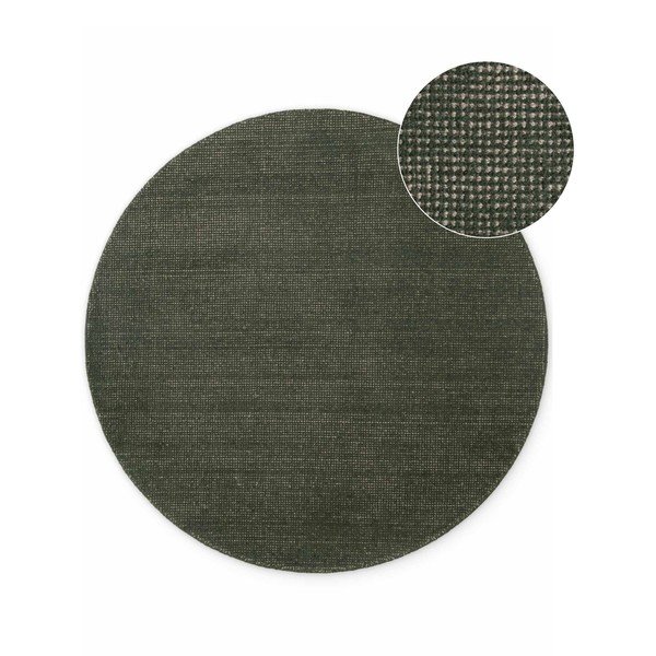 Tumši zaļš ar rokām darināts vilnas apaļš paklājs ø 200 cm Greenwich – Ted Baker