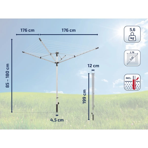 Sudraba krāsas dārza veļas žāvētājs 50 m LinoLift 500 – LEIFHEIT-image-2
