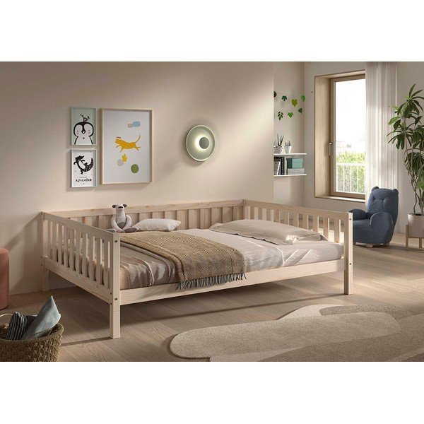 Dabīga toņa priedes masīvkoka bērnu gulta ar redelēm 140x200 cm Dallas – Vipack-image-3