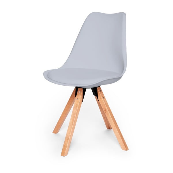 2 pelēku krēslu komplekts ar dižskābarža koka kājām Bonami Essentials Gina